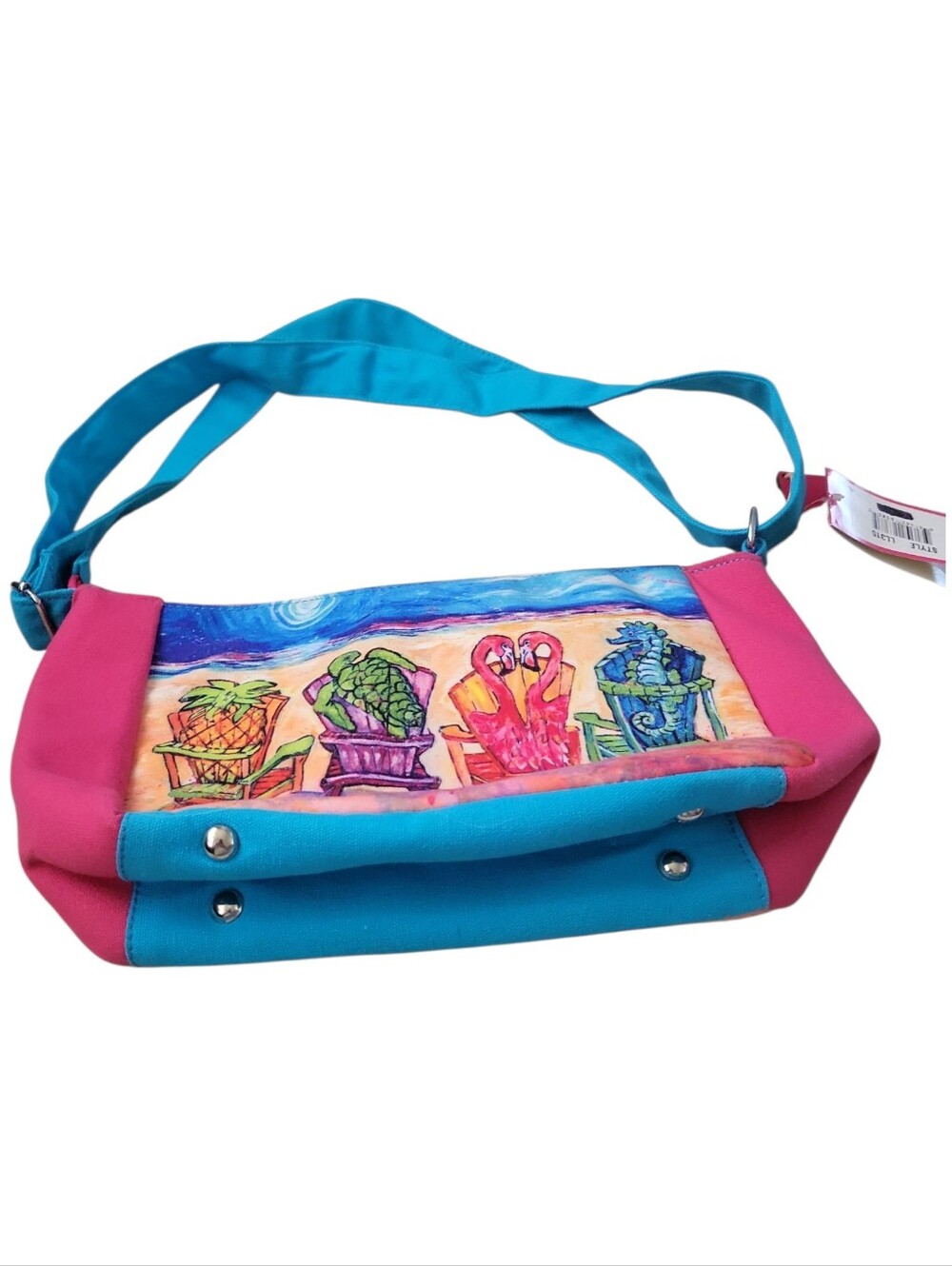 NWT Leoma Lovegrove Art Beach Canvas Purse / Crossbody Bag Resort Vacation - Picture 4 of 13